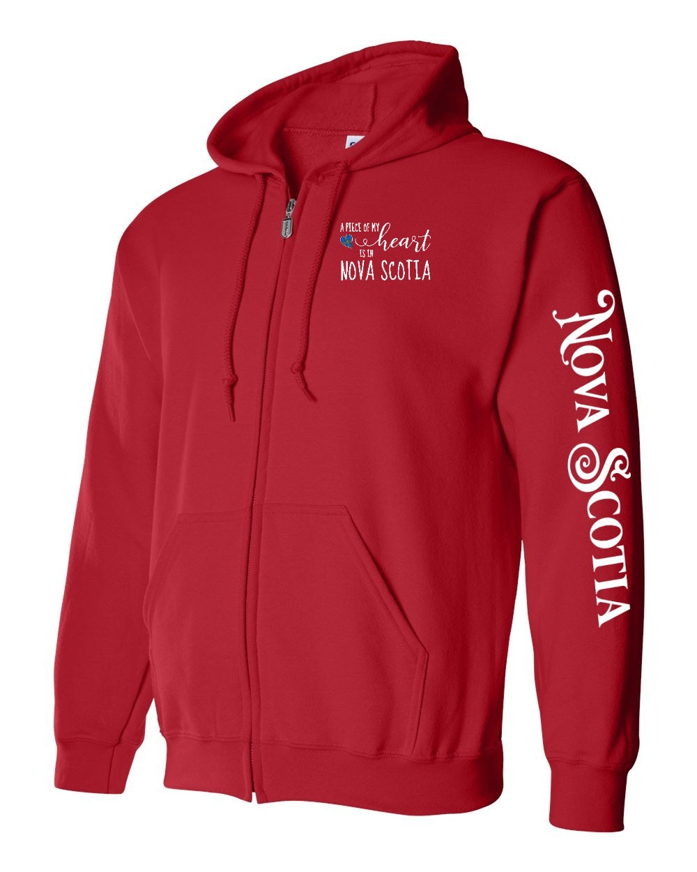 A piece of my Heart NS tartan heart Left Chest and Sleeve Zip Hoodie - Unisex