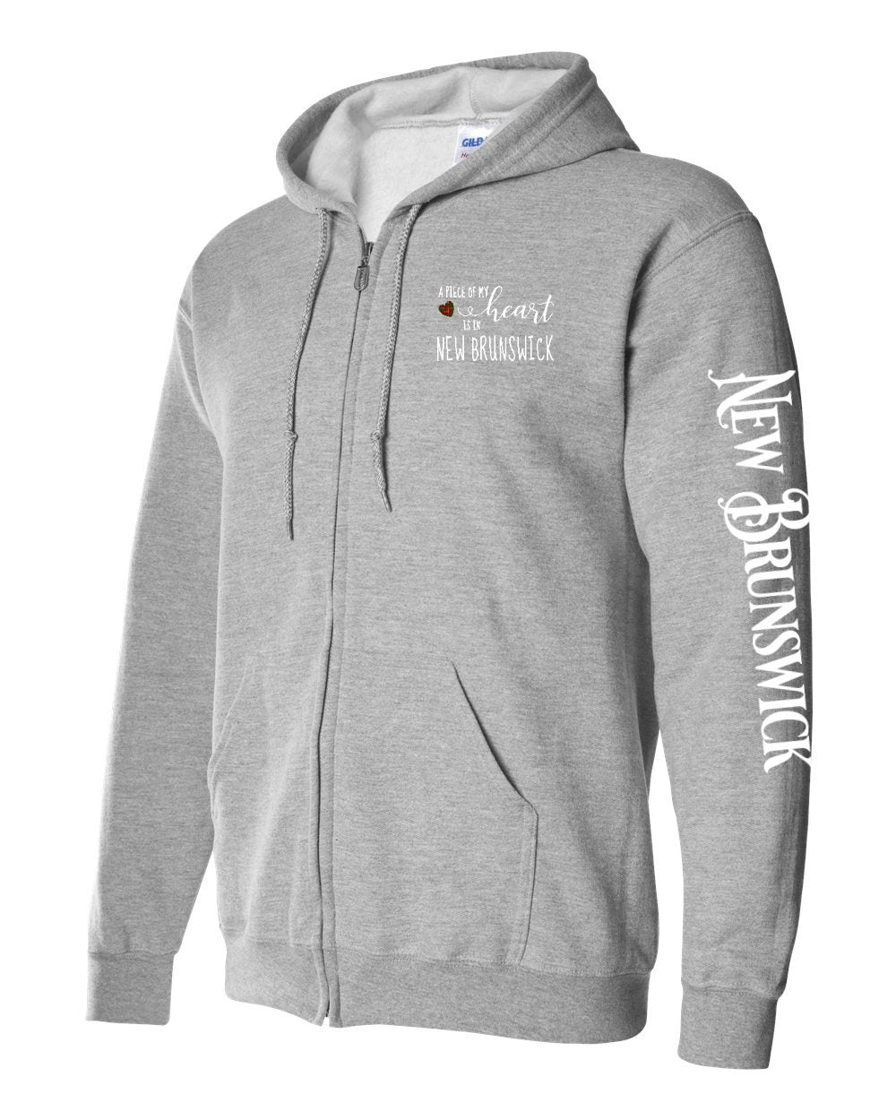 A piece of my Heart NB tartan heart Left Chest and Sleeve Zip Hoodie - Unisex