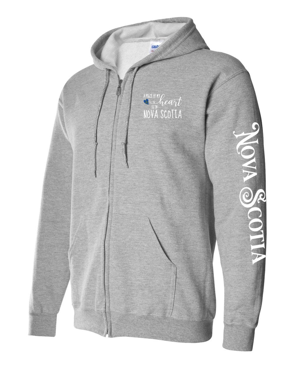 A piece of my Heart NS tartan heart Left Chest and Sleeve Zip Hoodie - Unisex