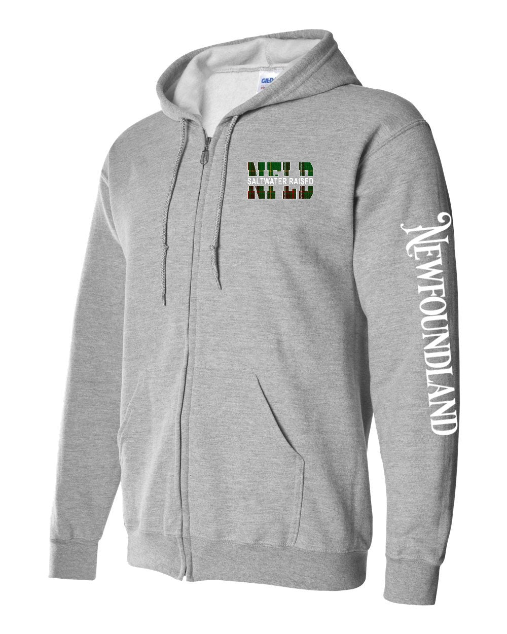 NFLD Saltwater Raised Left Chest and Sleeve Zip Hoodie - Unisex